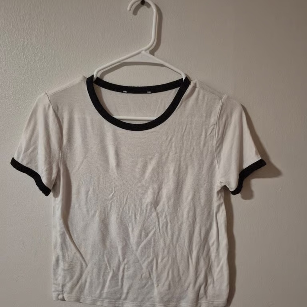 White and Black Women's Ringer Tee